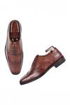 Fellmonger_Brown Brogue Cognac Glossed Oxford Shoes _at_Aza_Fashions