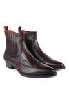 Fellmonger_Brown Thread Zip Cowboy Boots _at_Aza_Fashions