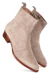 Shop_FELLMONGER_Cream Stitchline Thread Classic Zip Cowboy Boots _at_Aza_Fashions