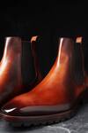 Buy_Fellmonger_Brown Mirror Glossed Patina Chelsea Boots _at_Aza_Fashions