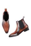 Fellmonger_Brown Mirror Glossed Patina Chelsea Boots _at_Aza_Fashions