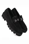 Shop_Fellmonger_Black Stitchline Thread Nubuck Buckle Loafers _at_Aza_Fashions