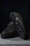 Fellmonger_Black Stitchline Thread Nubuck Buckle Loafers _Online_at_Aza_Fashions