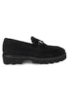 Buy_Fellmonger_Black Stitchline Thread Nubuck Buckle Loafers _Online_at_Aza_Fashions