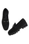 Shop_Fellmonger_Black Stitchline Thread Nubuck Buckle Loafers _Online_at_Aza_Fashions