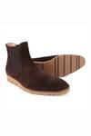 Fellmonger_Brown Stitchline Thread Plain Chelsea Boots_at_Aza_Fashions
