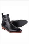 Shop_Fellmonger_Black Croco Mirror Glossed Jodhpur Boots _at_Aza_Fashions