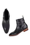 Fellmonger_Black Croco Mirror Glossed Jodhpur Boots _at_Aza_Fashions