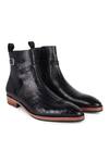 Buy_Fellmonger_Black Croco Mirror Glossed Jodhpur Boots 