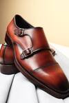 Fellmonger_Brown Mirror Glossed Double Monks _Online_at_Aza_Fashions