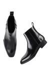 Fellmonger_Black Plain Leather Boots _Online_at_Aza_Fashions