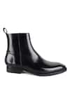 Shop_Fellmonger_Black Plain Leather Boots _Online_at_Aza_Fashions
