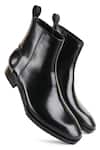 Fellmonger_Black Plain Leather Boots _at_Aza_Fashions