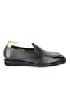 Fellmonger_Black Pebble Grain Texture Leather Loafers _at_Aza_Fashions