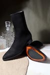 Fellmonger_Black Cowboy Stitch Leather Boots _Online_at_Aza_Fashions