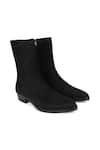 Fellmonger_Black Cowboy Stitch Leather Boots _at_Aza_Fashions