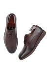Buy_Fellmonger_Brown Fine Grain Textured Leather Pain Derby Shoes_Online_at_Aza_Fashions
