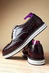 Buy_FELLMONGER_Wine Textured Leather Derby Sneakers _at_Aza_Fashions