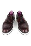 Shop_FELLMONGER_Wine Textured Leather Derby Sneakers _at_Aza_Fashions