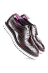 FELLMONGER_Wine Textured Leather Derby Sneakers _Online_at_Aza_Fashions