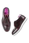 Buy_FELLMONGER_Wine Textured Leather Derby Sneakers _Online_at_Aza_Fashions