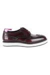 Shop_FELLMONGER_Wine Textured Leather Derby Sneakers _Online_at_Aza_Fashions