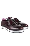 FELLMONGER_Wine Textured Leather Derby Sneakers _at_Aza_Fashions