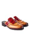 FELLMONGER_Brown Textured Leather Mules_at_Aza_Fashions