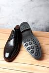 Shop_FELLMONGER_Black Mirror Glossed Leather Derby Shoes_at_Aza_Fashions