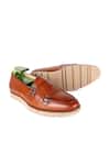 Shop_FELLMONGER_Brown Plain Leather Double Strap Loafers_at_Aza_Fashions