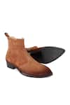 Shop_FELLMONGER_Brown Plain Leather Pointed Toe Boots_at_Aza_Fashions