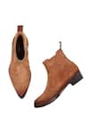 FELLMONGER_Brown Plain Leather Pointed Toe Boots_Online_at_Aza_Fashions