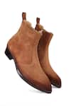 Buy_FELLMONGER_Brown Plain Leather Pointed Toe Boots_Online_at_Aza_Fashions