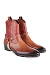 Buy_FELLMONGER_Brown Croco Leather Glossed Cowboy Boots