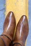 Shop_FELLMONGER_Yellow Solid Jodhpur Boots _at_Aza_Fashions