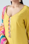 Buy_ARPAN VOHRA_Yellow Georgette Printed Bandhani Scoop Folk Embroidery Kurta Pant Set 