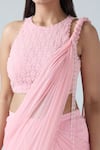 Shop_ARPAN VOHRA_Pink Georgette Embroidered Glass Beads Round Pre-draped Saree With Blouse _Online_at_Aza_Fashions