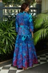 Shop_Cin Cin_Blue 100% Cambric Cotton Printed Abstract Collar Maxi Shirt Dress _at_Aza_Fashions