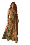 Cin Cin_Multi Color 100% Cambric Cotton Printed Abstract V-neck Ornamental Maxi Dress _Online_at_Aza_Fashions