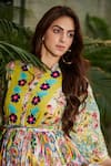 Shop_Cin Cin_Multi Color 100% Cambric Cotton Printed Ikkat Floral Collar Maxi Dress_Online_at_Aza_Fashions