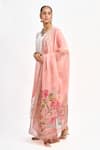 Shop_Tanu Malhotra_Peach Kurta And Salwar Cotton Silk Printed Lotus Round Ombre Set With Dupatta _Online_at_Aza_Fashions