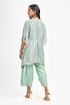 Buy_Tanu Malhotra_Blue Cotton Silk Printed Floral Butta V Neck Kaftan Pant Set 