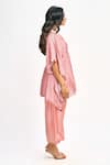 Buy_Tanu Malhotra_Peach Cotton Silk Printed Floral Butta V Neck Kaftan Pant Set 