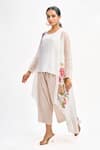 Buy_Tanu Malhotra_White Jacket Organza Printed Floral Jacket Open Pant Set_Online_at_Aza_Fashions