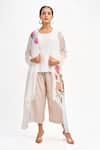 Shop_Tanu Malhotra_White Jacket Organza Printed Floral Jacket Open Pant Set_Online_at_Aza_Fashions