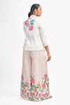 Shop_Tanu Malhotra_White Blazer And Crop Top Cotton Printed Lotus Blazer Notched Flared Pant Set_Online_at_Aza_Fashions