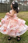 Shop_JANYAS CLOSET_Peach Organza Floral Dolce Ruffle Dress_at_Aza_Fashions