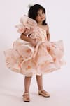Buy_JANYAS CLOSET_Peach Organza Floral Dolce Ruffle Dress_Online_at_Aza_Fashions