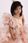 JANYAS CLOSET_Peach Organza Floral Dolce Ruffle Dress_at_Aza_Fashions