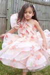 Buy_JANYAS CLOSET_Peach Organza Floral Dolce Ruffle Dress 